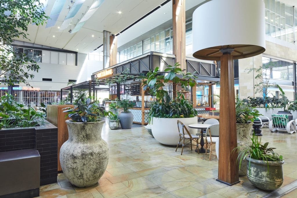 Retail shopping centre interior landscaping