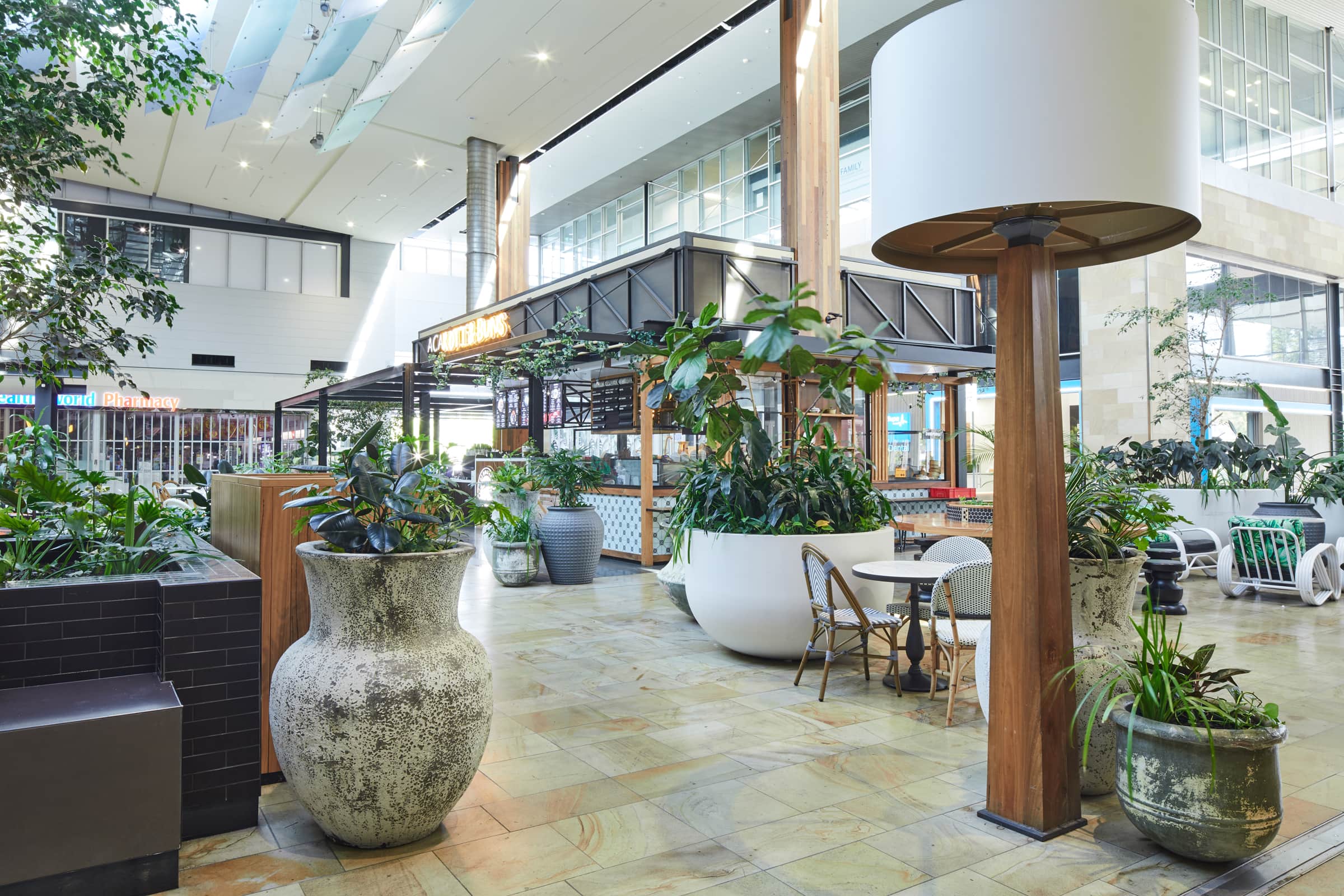 Retail shopping centre interior landscaping
